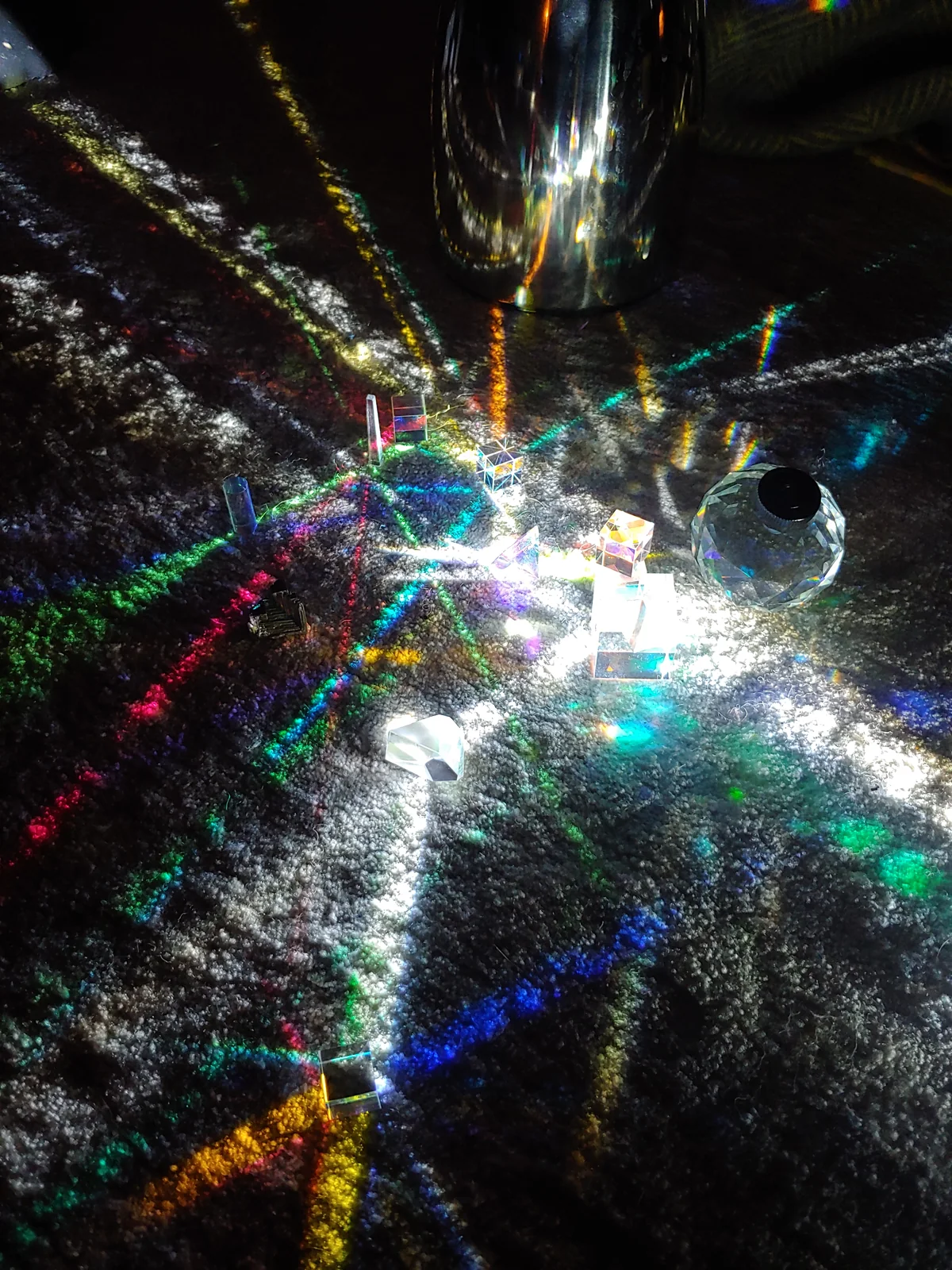 Early prism experiments scattering light across the bedroom floor.