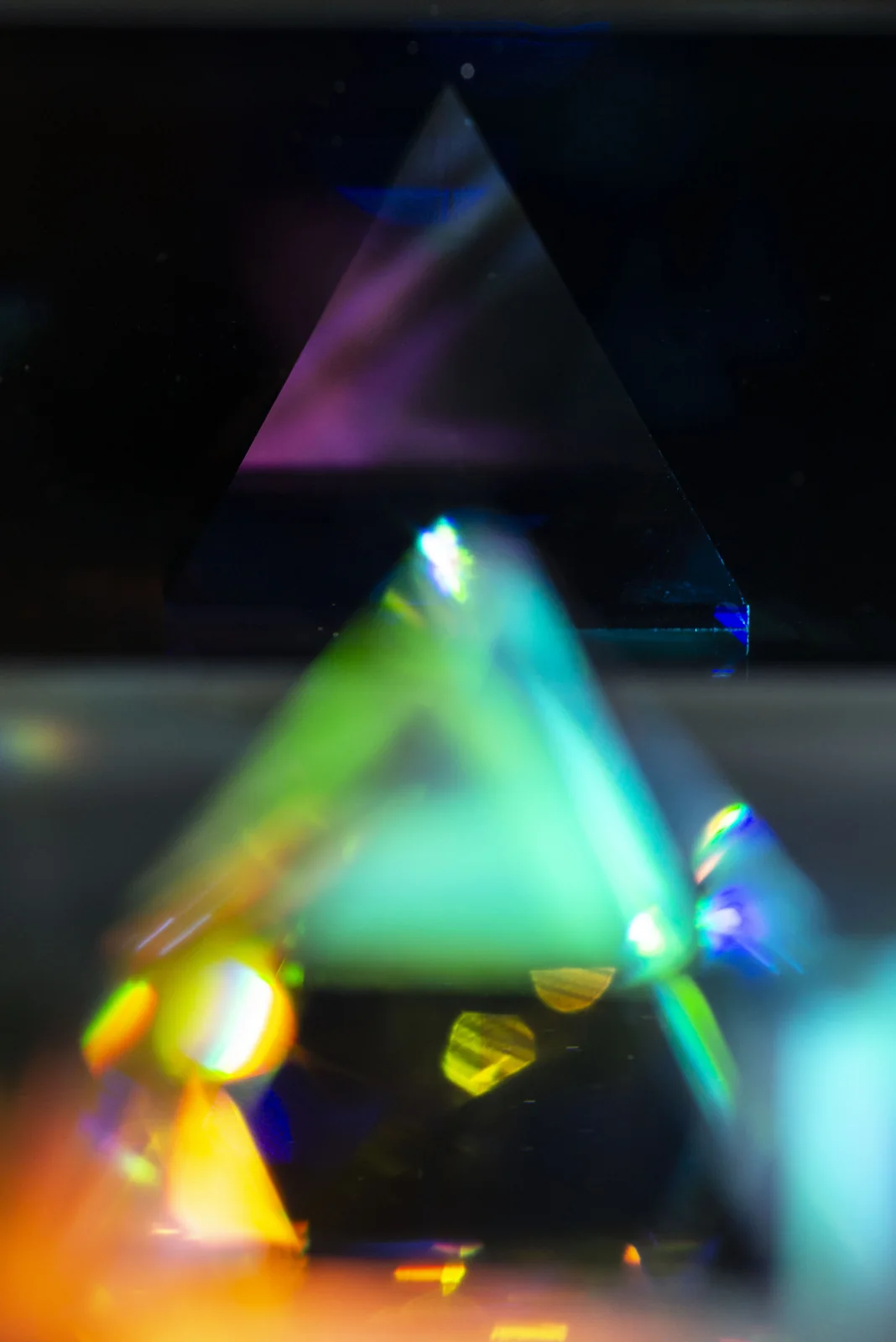 Light refracting through a triangular prism.