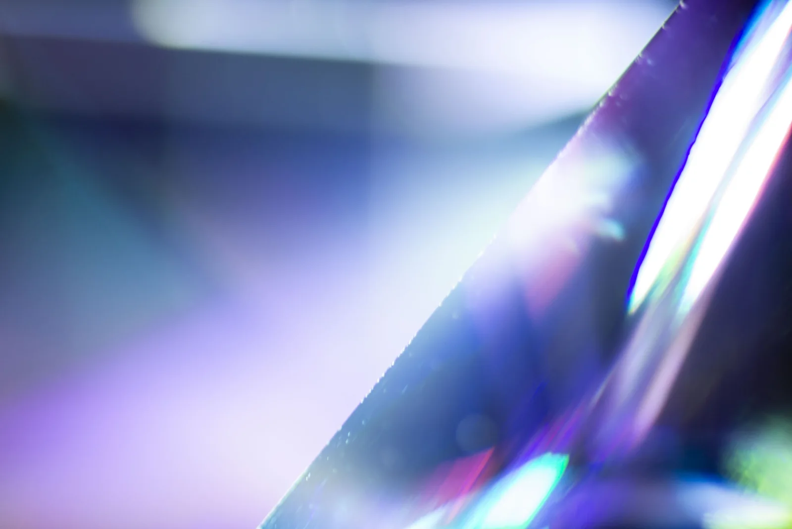 A close-up of blue and violet refraction.