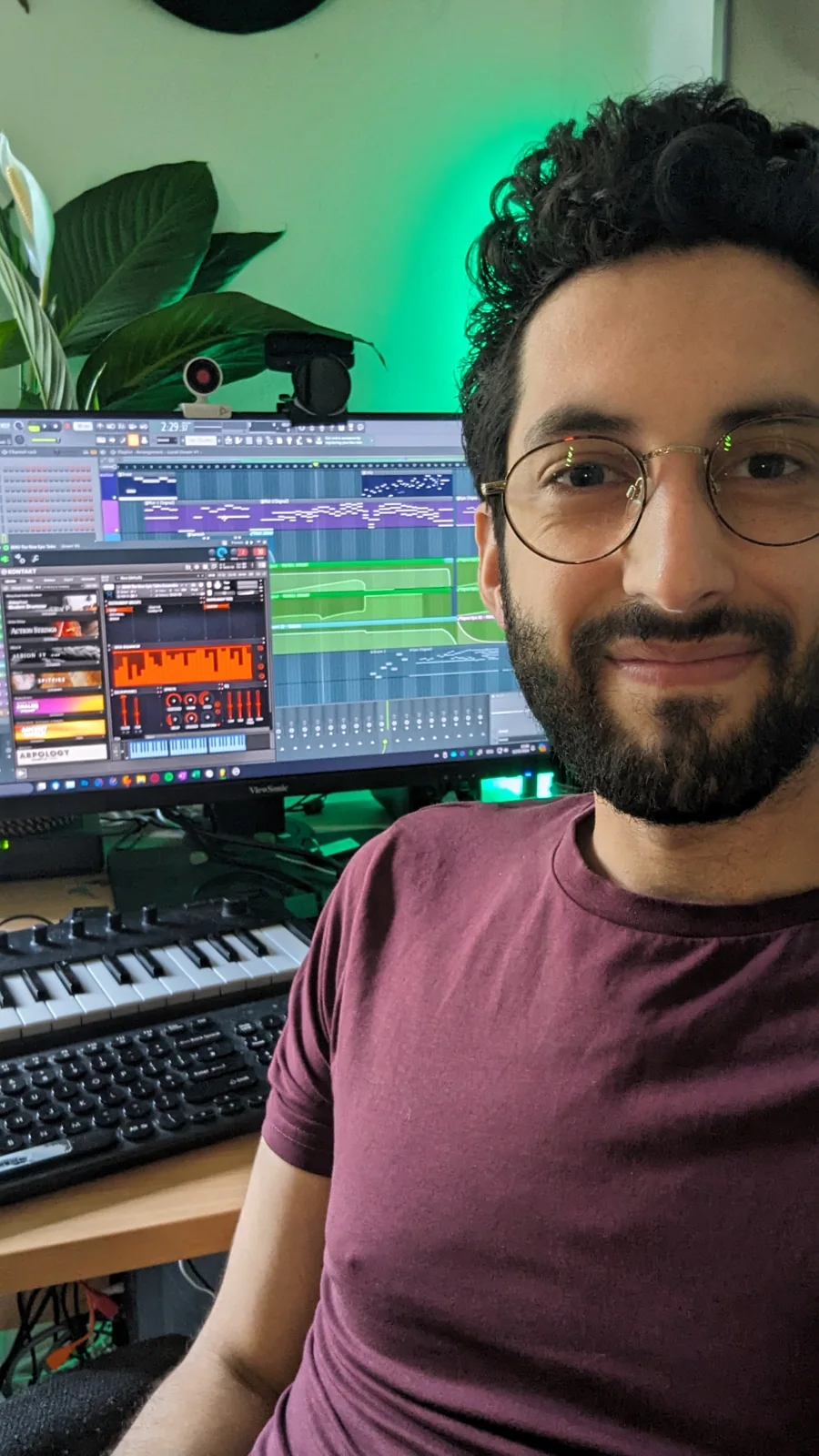 Raphaël composing the original Lucid Dream soundtrack.
